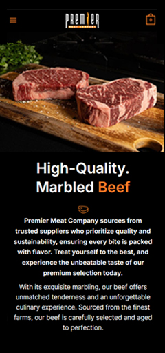 Premier Meat Companywebsite on a phone